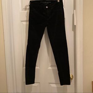 American eagle black velvet skinny jeans pants sz2